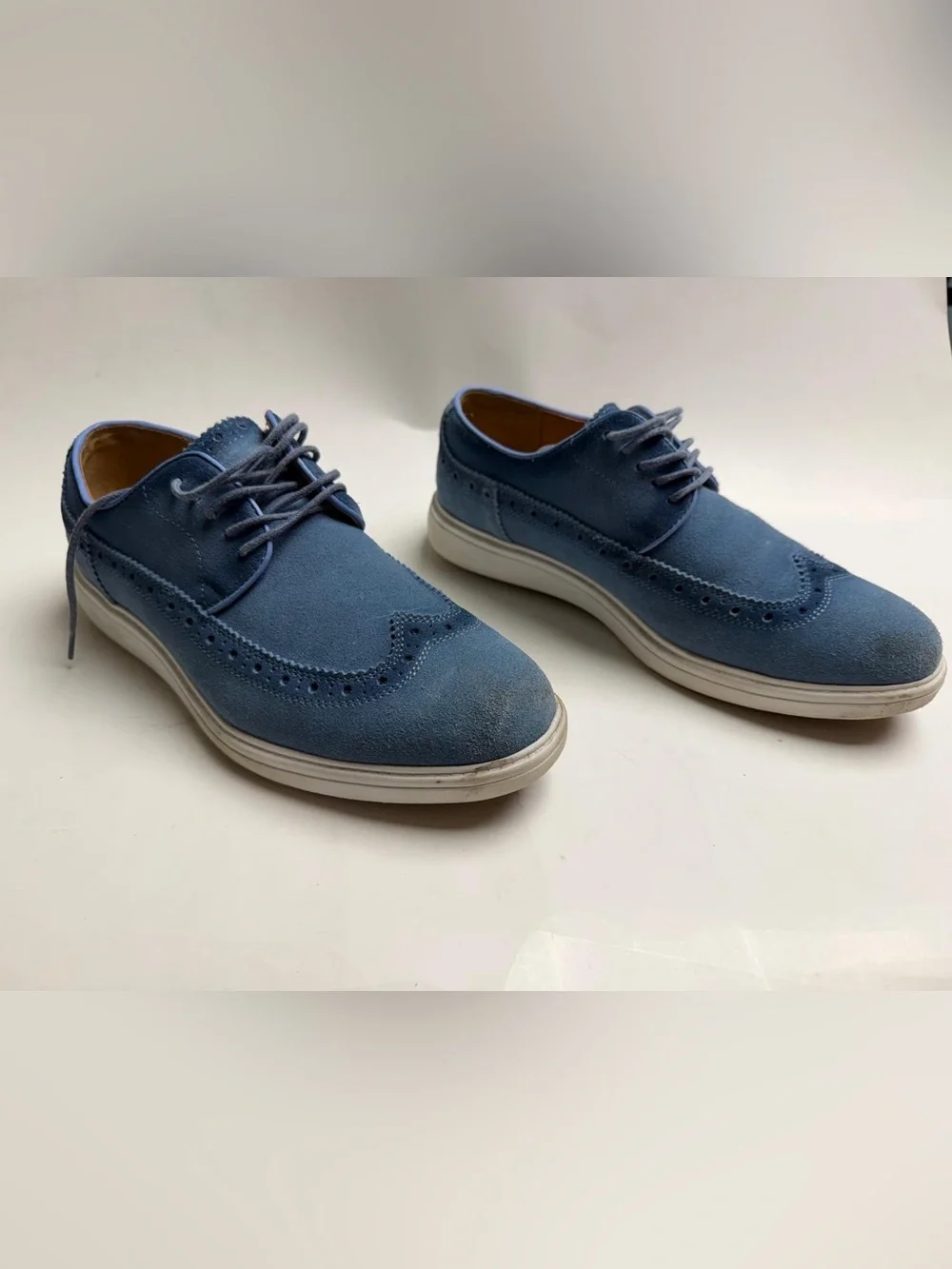 Stacy Adams Blue Suede Wingtip Oxfords